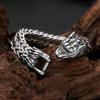 Punk Vintage Wikinger Wolfskopf Armband Edelstahl Herren Tier Armband Anhänger Trendy Mesh Kette Armreifen Schmuck