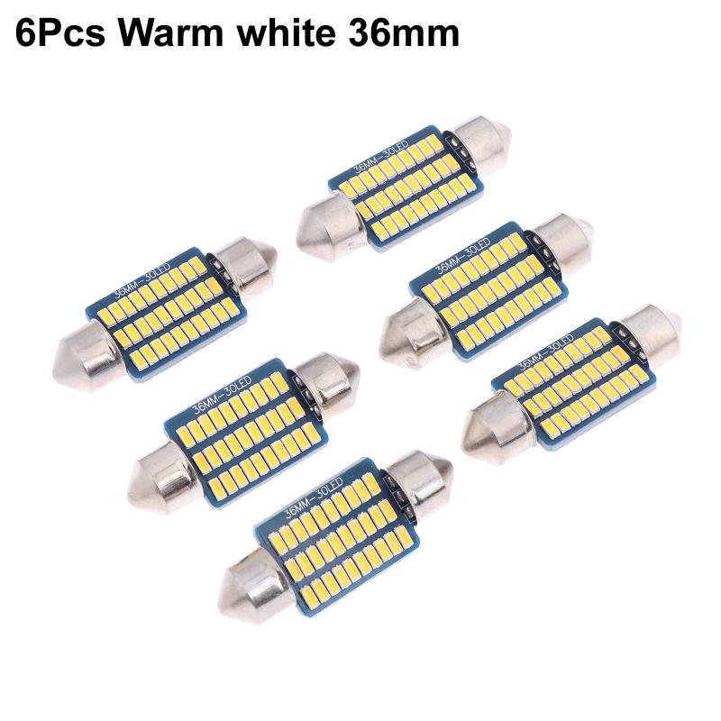 6Pcs C5W Led Bulbs Canbus Festoon Led For Car Interior Dome Trunk License Plate Lights 12V 300Lm 6500K White