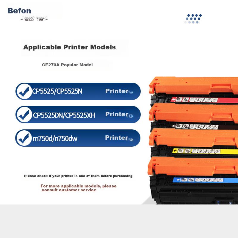 Beifang CE270A Toner Cartridge High Capacity Black 650A Compatible with HP CP5525 CP5525N CP5525DN CP5525XH M750d N750dw Ink Cartridge
