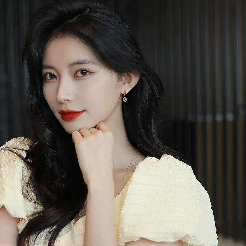 Brincos em forma de coração coreano 3D Hoop Fashion Brincos pendurados em forma de coração Presente