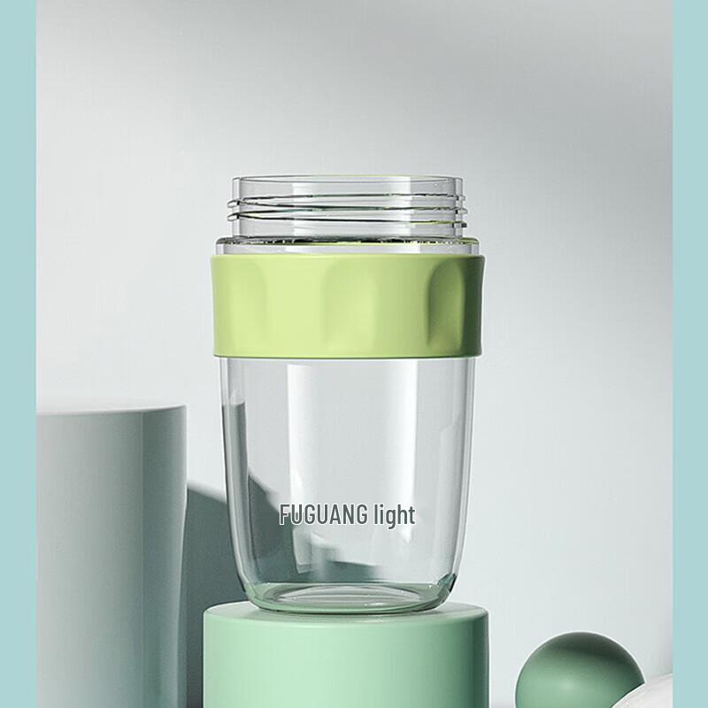 FUGUANG 440ml Portable Single-Layer Glass Coffee Cup with Straw