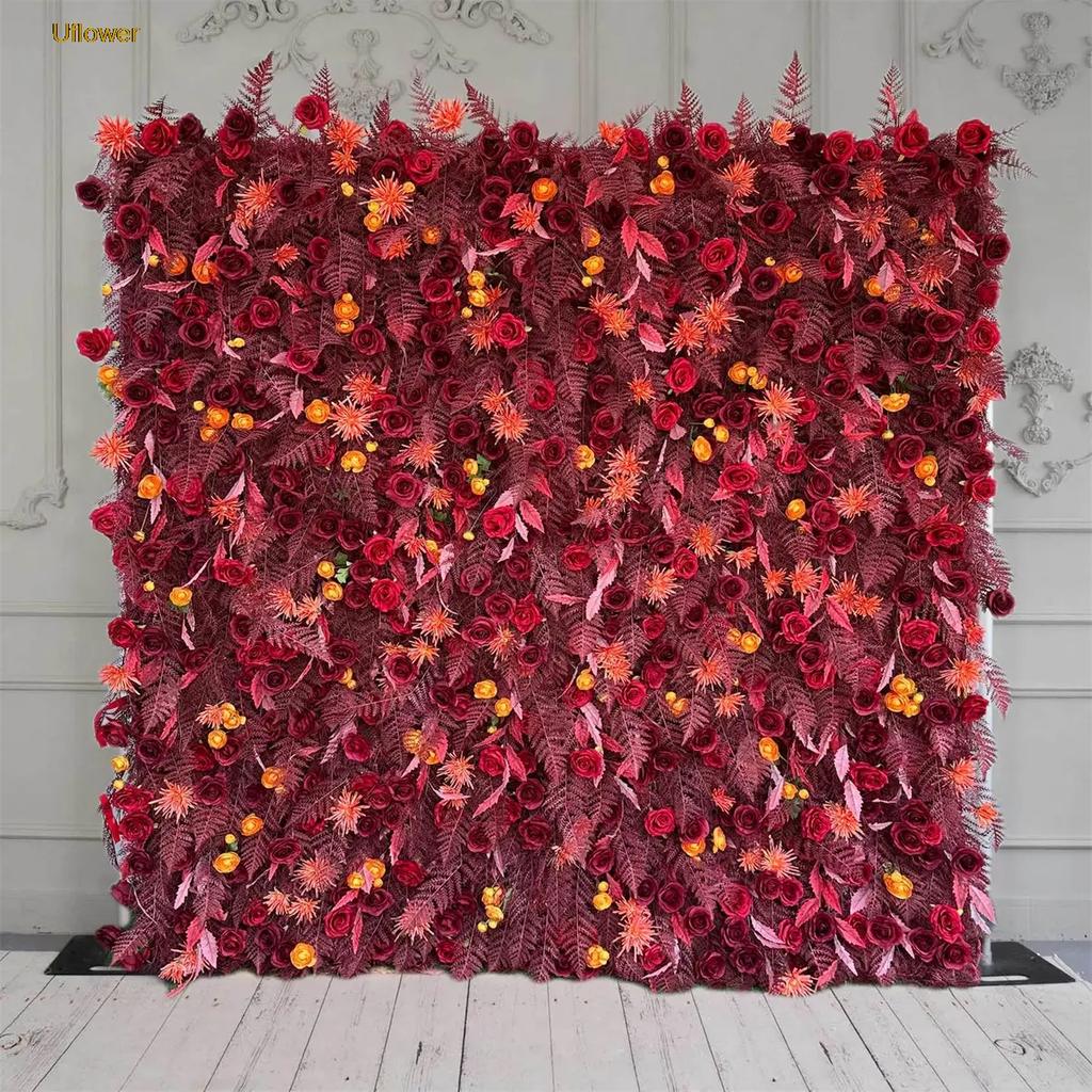 Uflower 5D White Pink Flower Wall Outdoor Wedding Backdrop Fabric Decorative Flowers Event Invitation Props Series