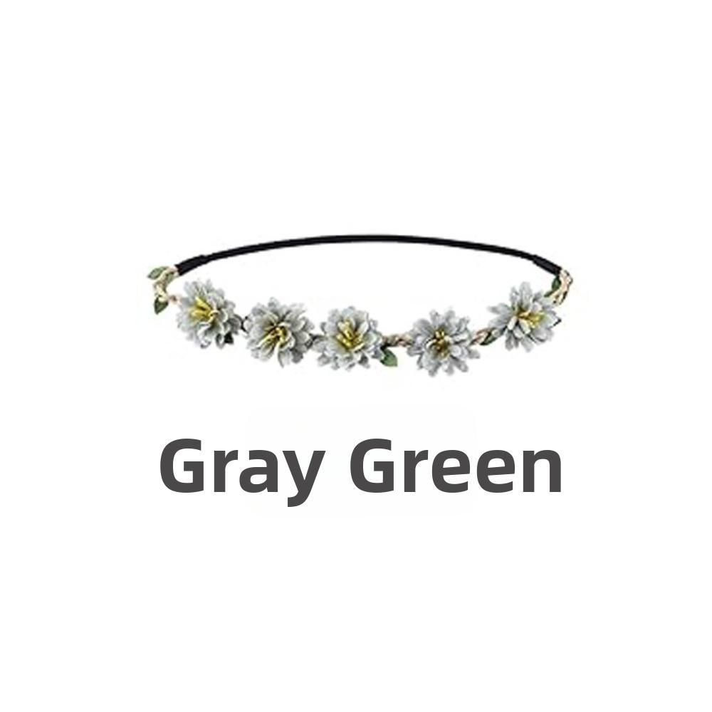 Adjustable Ribbon Floral Wreath Crown Pink Rose Bohemia Garland Headpiece  for Girls Women