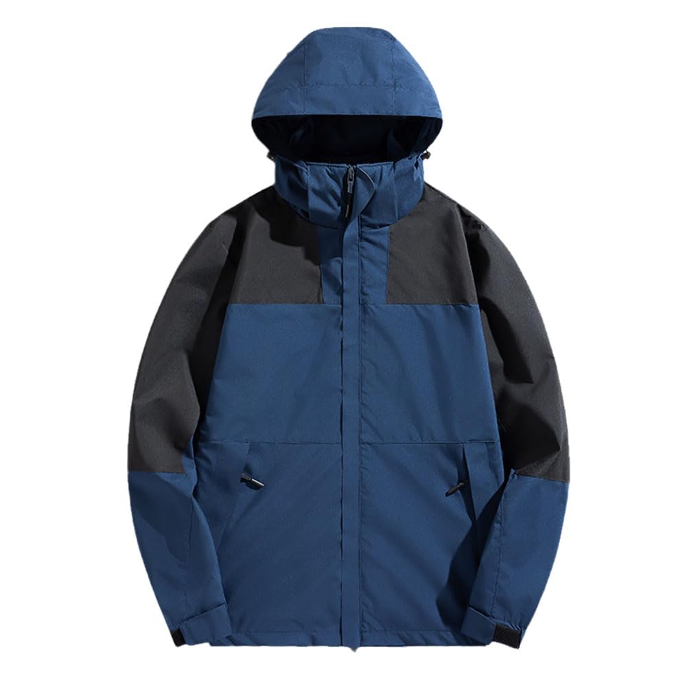 

Осенняя тонкая ветровка, ветровка, водонепроницаемая с капюшоном, горная парка, большой размер, повседневная, спортивная, легкая, верхняя одежда для активного отдыха, скалолазание, темно-синий размер M