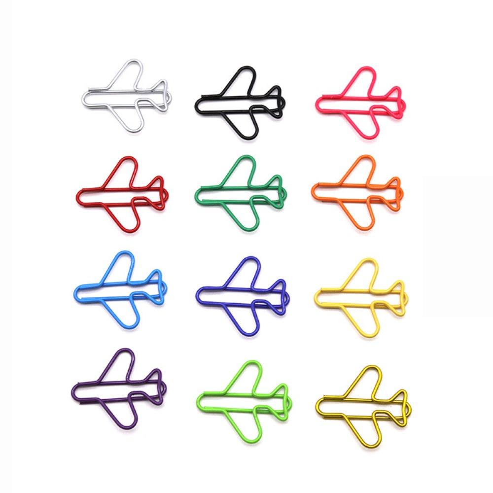 10pcs Clip-on Airplane Paper Clip Index Bookmark Creative Bookmark Clip Metal Paper Clips  Office