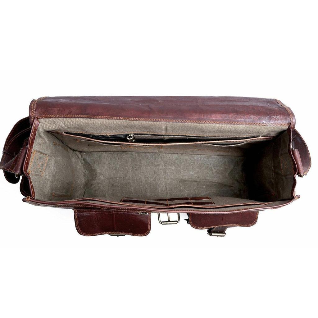 Leather Bag Goat Vintage Brown Genuine Laptop New Messenger Men's Men Travel New