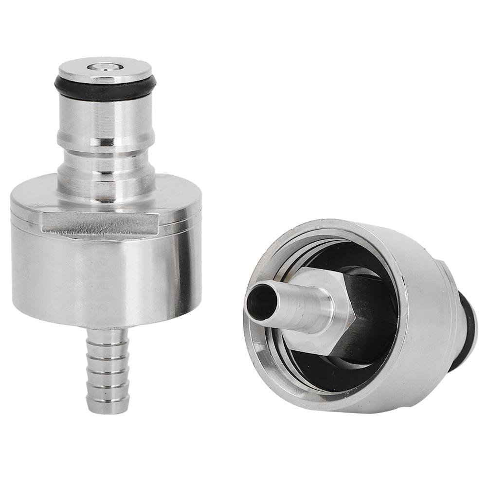 2 Peças Tampa de Carbonatação de Aço Inoxidável com Espigão de 5/16 pol. Tipo Ball Lock Encaixe Garrafas PET de Refrigerante