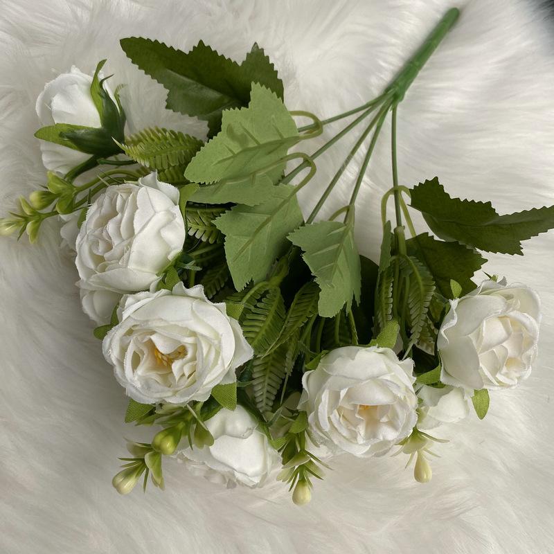 1Pc Simulated Brushed Cloth 5 Forks 10 Heads Single Baby's Breath Peony Flower, for Outdoor Wedding Arch Dining Table Home Decoration
