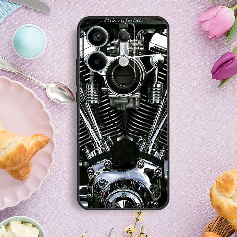 Motor Engine Motorcycle Case For Xiaomi Redmi Note 15 Pro Plus 10 11 12 13 14 Pro Cover For Redmi 14C 15C 12C 10C 13C