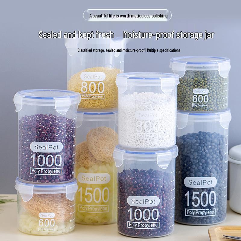 Large Airtight Transparent Plastic Food Storage Jar