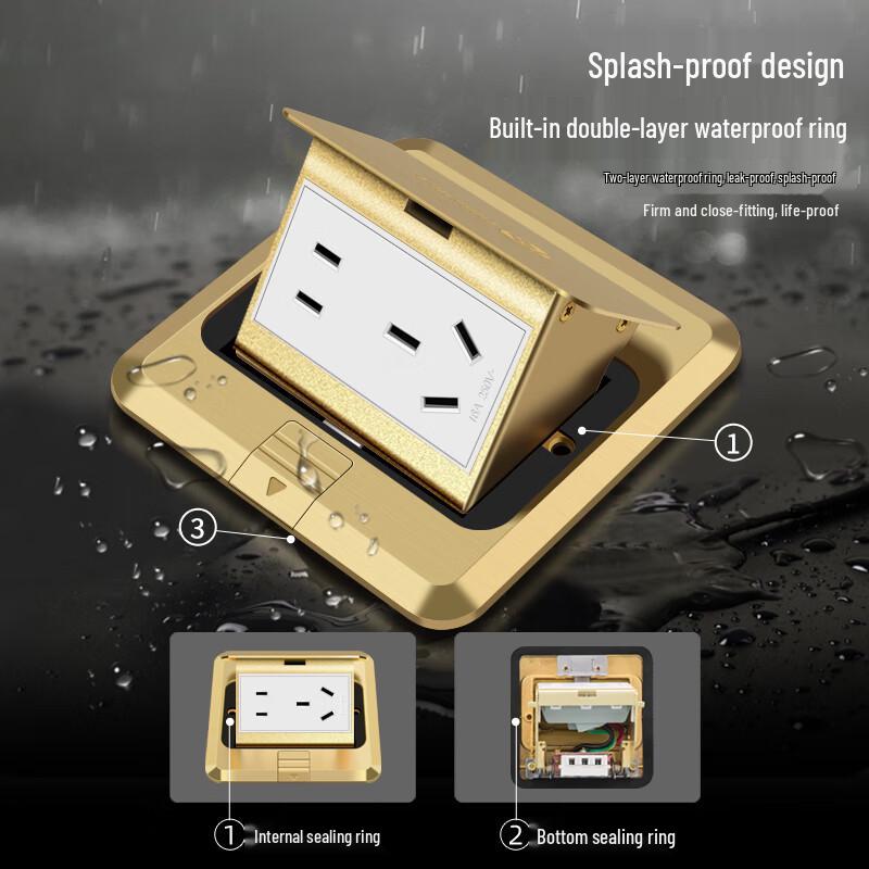 Hidden Damping Pop-up Copper Floor Power Socket
