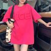 Summer Fashion Round Neck Three-dimensional Letter Loose Casual Versatile Oversized Mid Length Short Sleeved Large T-shirt