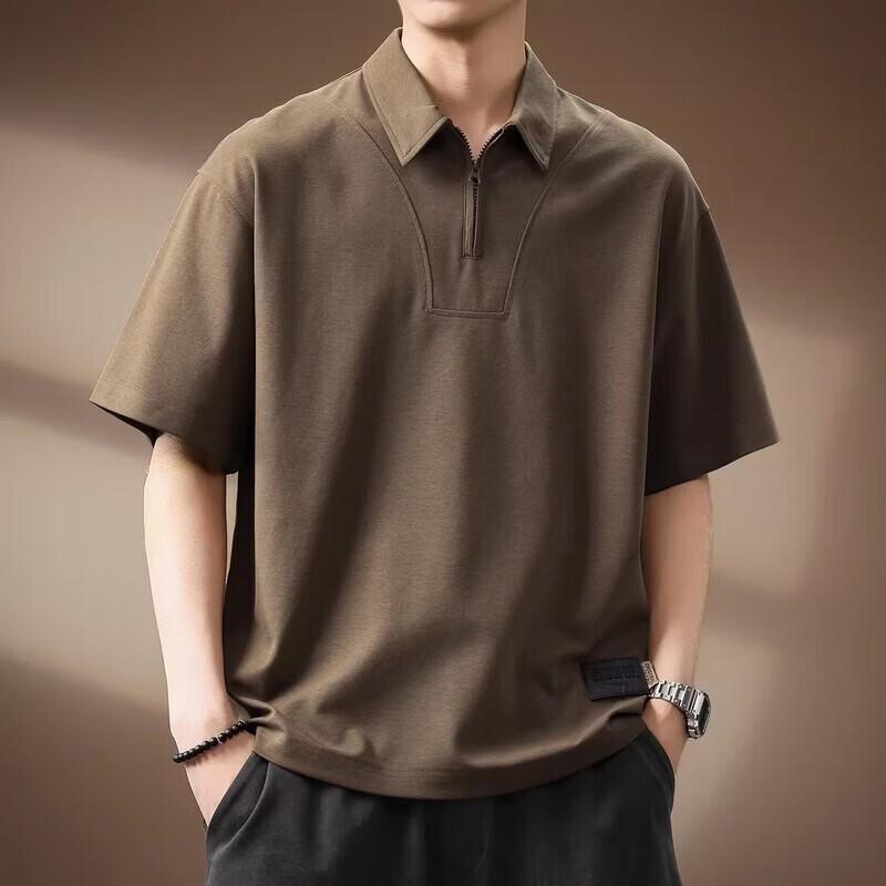 Men s Premium Lyocell Blend Half-Zip Short Sleeve Polo Shirt XL