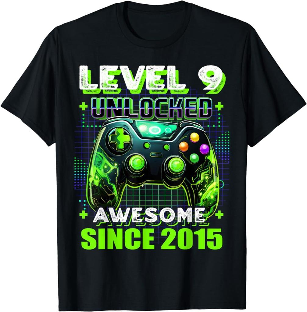 9th Birthday Gamer 9 Year Old Funny Bday Boy Nine Son T Shirt Mens Womens Tees Top Men Women Kid NEW