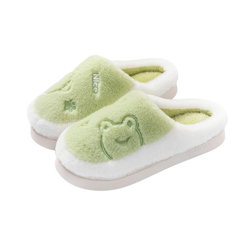 Plush Cotton Slippers Men's Winter New Indoor Home Thick Bottom Warm Non-slip Household Wool Slippers Women