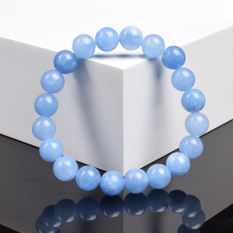 Popular Blue Jade Natural Stone Elastic Beaded Bracelet for Men and Women