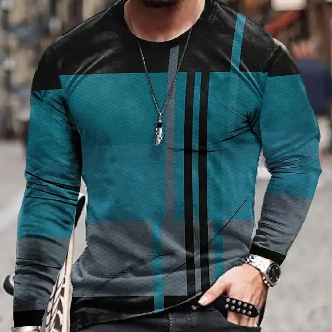 

Мужская футболка с длинным рукавом в стиле ретро с 3D принтом, цветным принтом, новинка, винтажная футболка, стильные футболки на осень, мужская одежда XXL