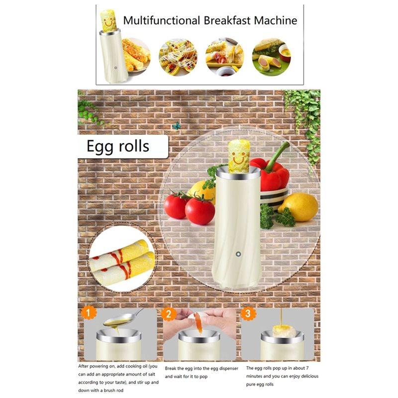 BAAM-Æggekoger Fuldautomatisk Æggerulle Pølsemaskine Mini Omelet Morgenmadsmaskine Husholdningsbrug EU Stik A