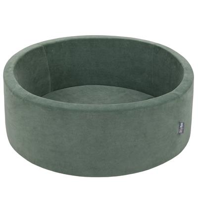 Soft Ball Pit Round No Balls Balls 7cm / 2.75in for Kids, Foam Velvet Ball Pool Baby Playballs, Forest Green