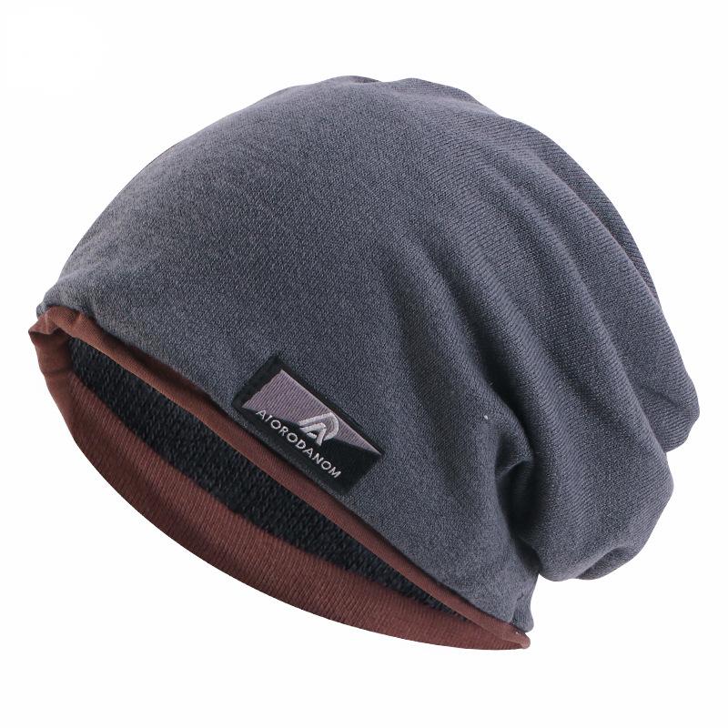 Autumn And Winter Imitation Cashmere Double Layer Skullies Bennies Unisex Pullover Hat