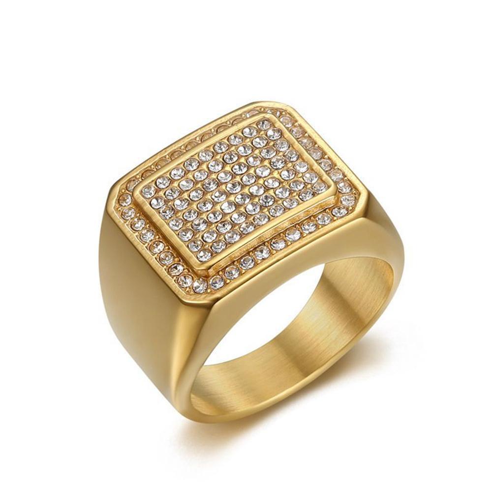 

Hip Hop Iced Out Bling Big Ring Male Gold Color Stainless Steel Zirconia Square Rings for Men Fashion Hippie Party Jewelry Gift 12