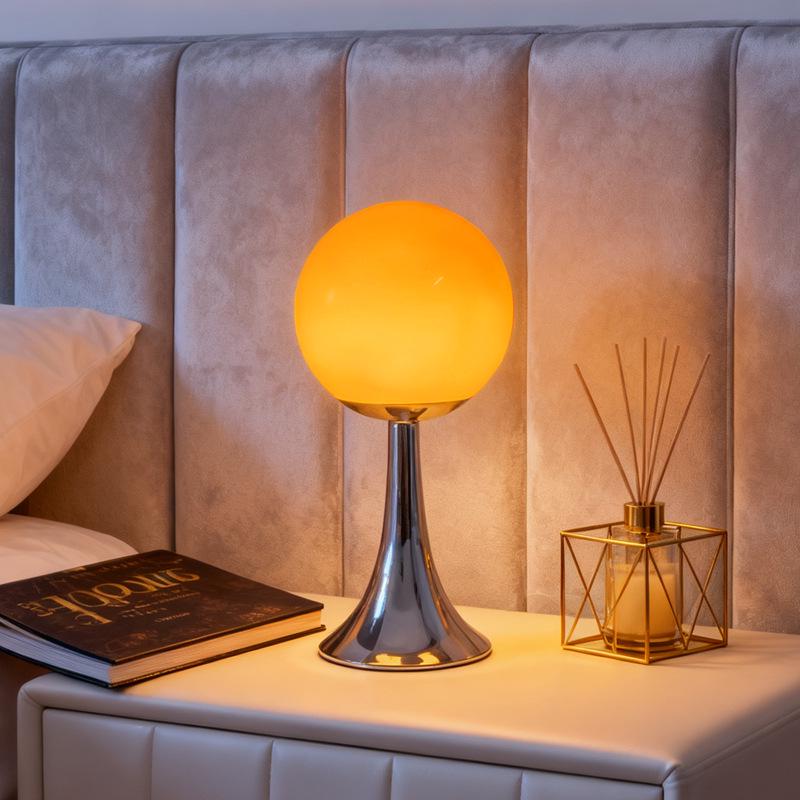Vintage Retro Spherical Bedside Table Lamp - Artistic Night Light for Bedroom & Study Decor