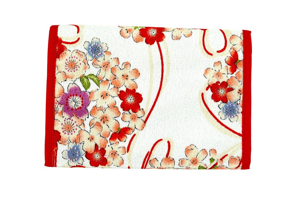 Uni Made in Futago Chirimen Japanisches Muster Medikamentenetui Blüte (0103-3) Seni, Japan, [Kirschknoten, Weiß]