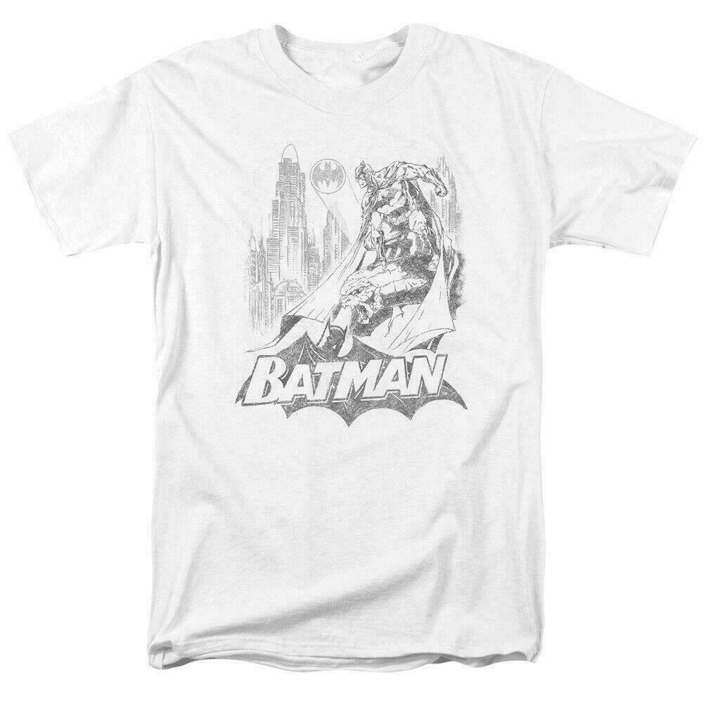 26 Batman Bat Sketch T Shirt Licensed Comic Book Tee White Unisex T-Shirt M