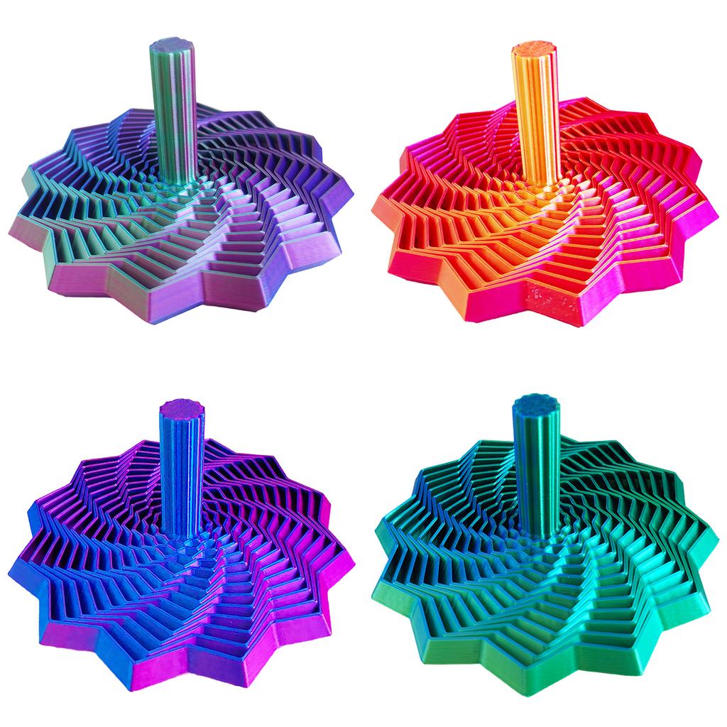 3D-gedruckter sensorischer Stressabbau-Stern mit Griff, farbiger fraktaler expandierender 12-zackiger Spiralstern Spielzeug für Schreibtisch-Stress im Büro