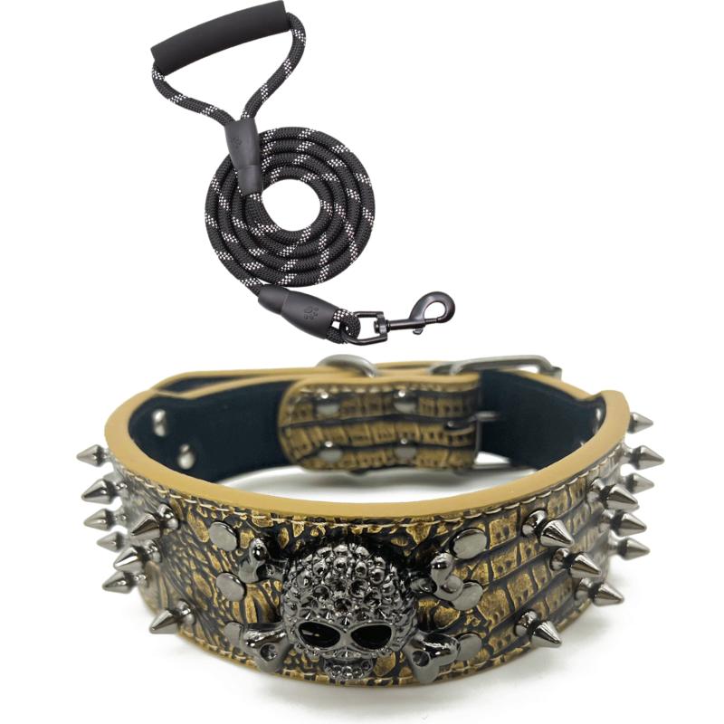 

Ошейник для собак с шипами и шипами, ожерелье для домашних животных с тяговой веревкой для маленьких средних собак, бульдогов, регулируемый ошейник против укусов XL