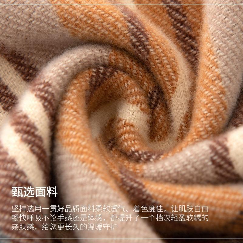 Imitation Cashmere Scarf Women's High-end Sense Versatile Thickened Autumn and Winter Splicing Warm New Plaid Scarf Dual-purpose