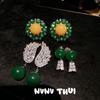Jewelry, Handmade Wheat Ear Water Drop Gem Earrings, Banquet Haute Couture Glazed Flower Ball Snowflake Zircon Brooch Set