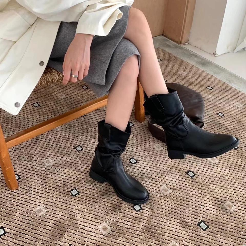 Autumn and Winter New Thick Heel Fashion Boots Transcendent Foreign Style Short Tube Round Head Knight Intellectual Style City Nomadic Style Women'