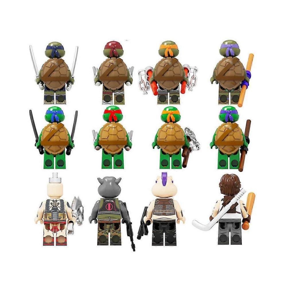 12 szt. Seria Wojownicze Żółwie Ninja Raphael Leonardo Michaelangelo Donatello Minifigurka Mini Zmontowany Klocek do Budowania Zabawka Prezent dla Dzieci