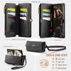 For iPhone 16 Plus CASEME C39 RFID Blocking Zipper Wallet Stand Leather Cover with Strap
