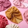 New Solid Color Baby Turban Cap Big Bow Infant Sweet Hat Newborn Elastic Bandana Headband Headscarf Beanie Kids Hair Accessories