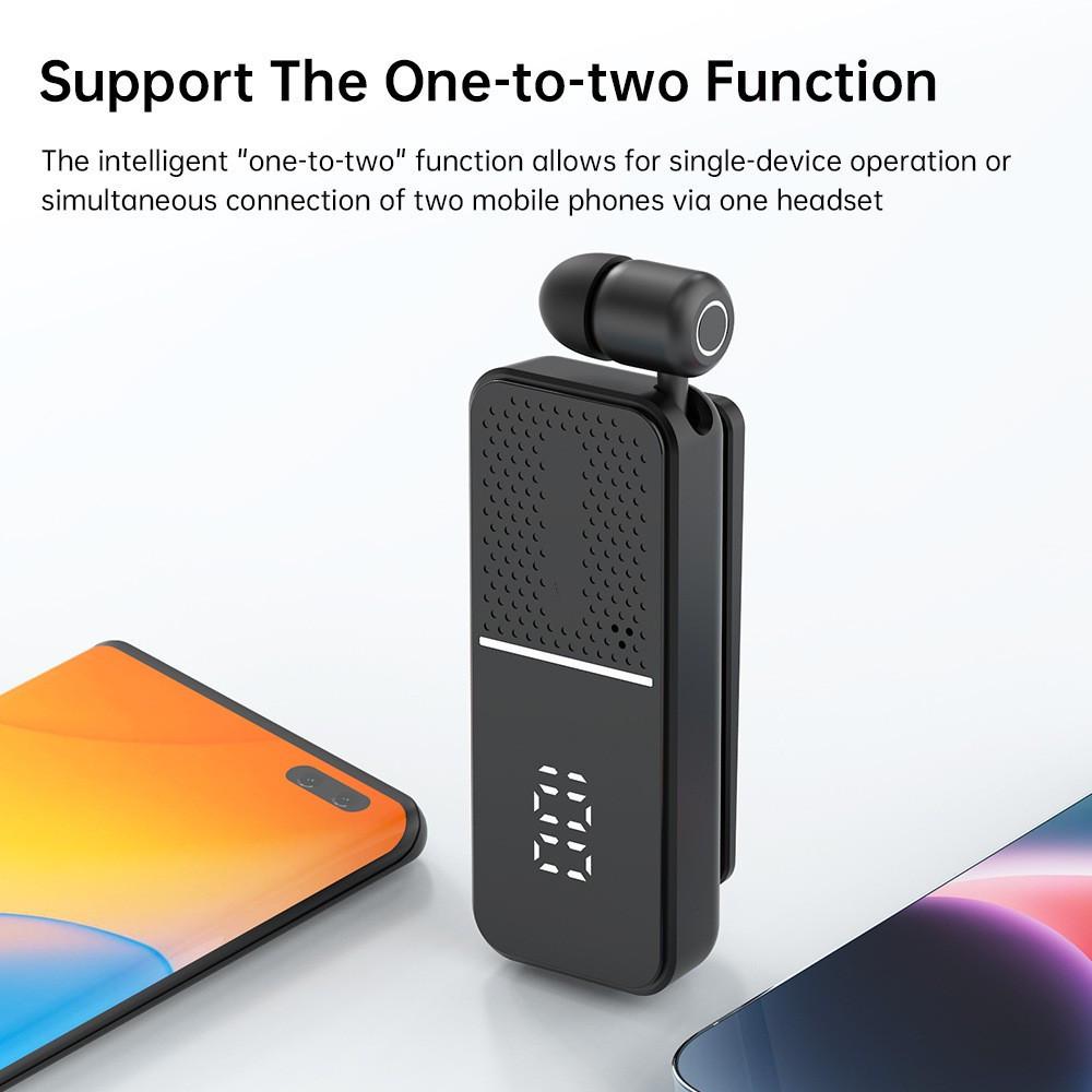 2025 Clip-On Wireless Bluetooth In-Ear Headphones with Digital Display, Noise Reduction & Long Battery Life for Sports & Business
