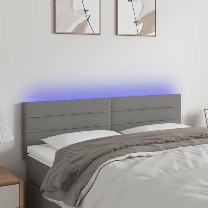 VidaXL LED Headboard Bedroom Furniture Double Bed Accessory Head of Bed Frame Interior Dark Grey 3121751