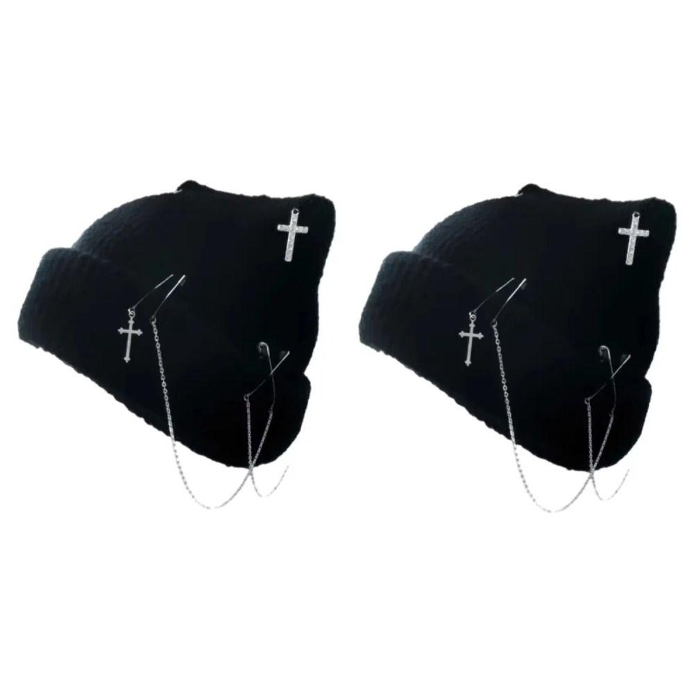 Subculture Headwear Y2K Cat Ear Hat Handmade Pullover Hat Punk Beanie Hat  Female Teens