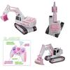 Escavadora RC Rosa para Menina Controle Remoto Escavadora Caminhão de Construção Carro 2.4G 1/24 Veículo de Engenharia Brinquedo Elétrico Presente Menina Criança