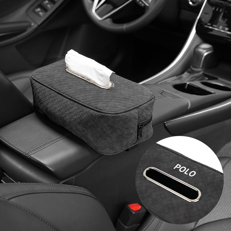 CAT1 Car In-vehicle Larger size Leather Checkered Tissue Storage Box For VW Polo Tiguan T5 Passat b6 Jetta Scirocco Touareg Touran