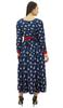 Bimba Women's Cotton Maxi Dresses Floral Print Round Neck Long Sleeve