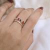 Copper Geometric Trendy Ring Featuring Sparkling Colorful Rhinestones For Women