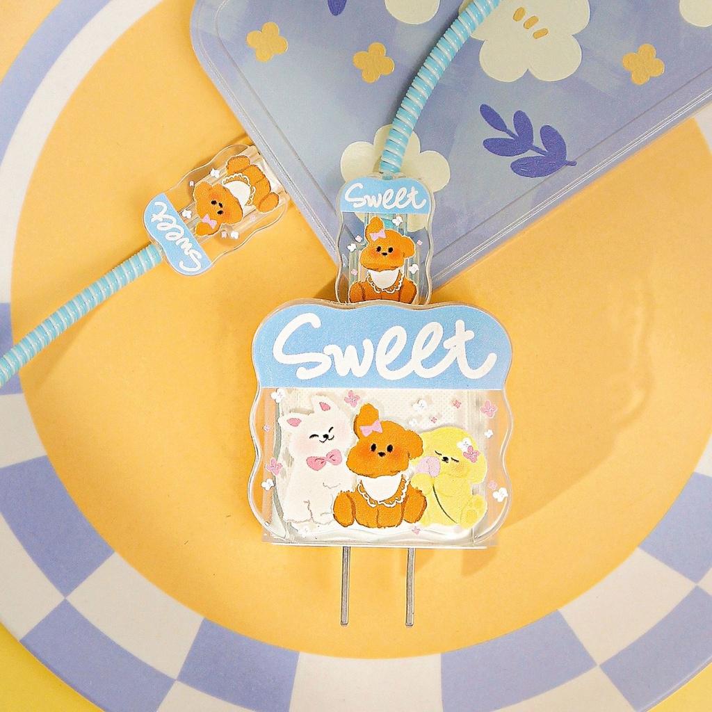 For iPhone 18W 20W Charger Protective Cover Cartoon Cute Little Things Case Compatible For iPhone 14 13 12 11 Pro Max XR XS X Data Cable Protector