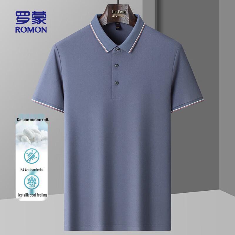 ROMON Men s 5A Antibacterial Cooling Silk Blend Polo Shirt 170/M