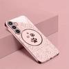 Cute paw pattern tempered glass phone case suitable for Samsung Galaxy S26 S25 S24 S22 S21 S20FE Ultra Plus anti drop back cover