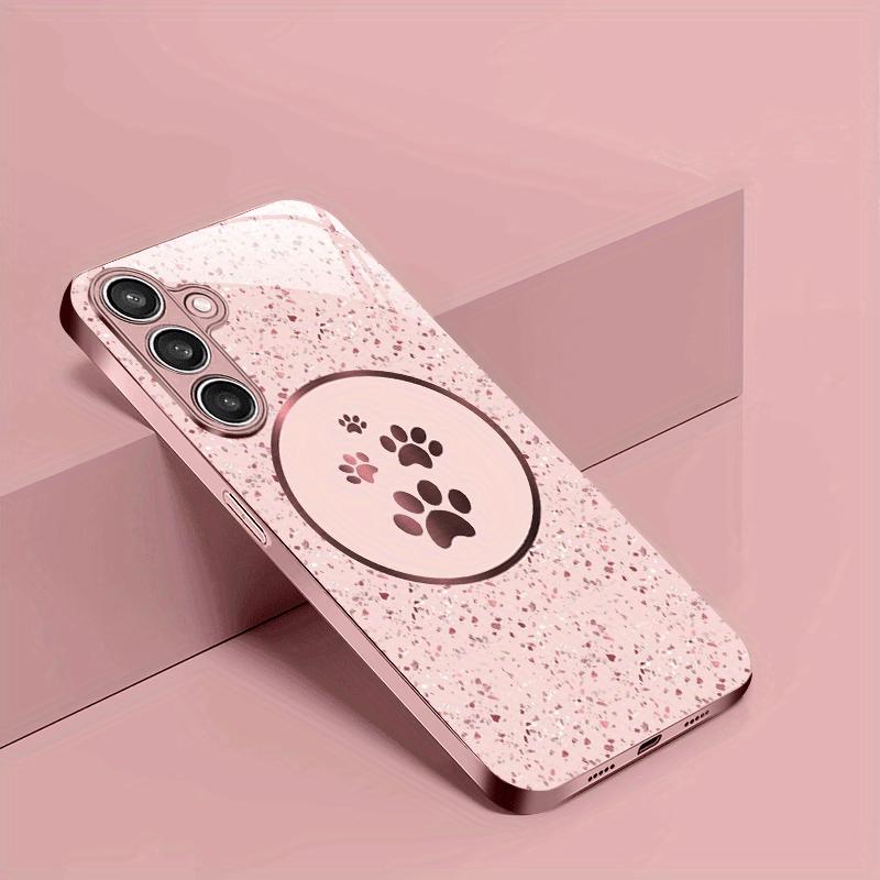 Cute paw pattern tempered glass phone case suitable for Samsung Galaxy S26 S25 S24 S22 S21 S20FE Ultra Plus anti drop back cover