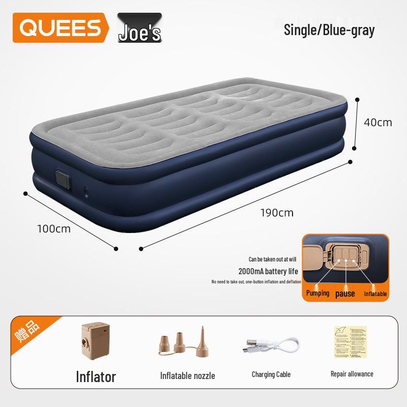 Inflatable Raised Air Mattress for Camping - Single/Double Portable Electric Flocking