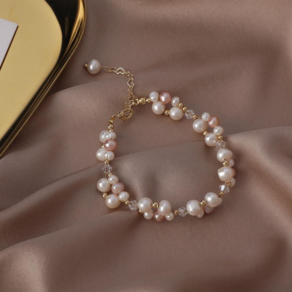 Color Freshwater Pearl Splicing Bracelet Temperament Internet Celebrity Design Sense Crystal Winding Pearl Necklace Bracelet Necklace Female