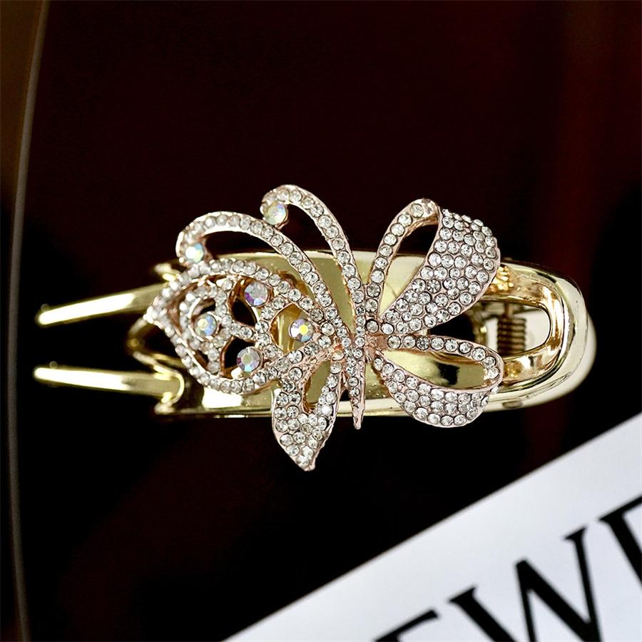 Fashionable Light Luxury High-end Rhinestone Pearl Clip Hairpin Women's Elegant Temperament Glass Black Gray Hairpin Strap